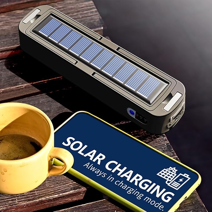 Solar Rechargeable Camping Lantern, 4800mAh Power Bank, 1500 Lumens, 4 Light Modes LED Lantern for Car, Home, Outage, Attic, Garage, Backyard and More (Black × 1pcs)