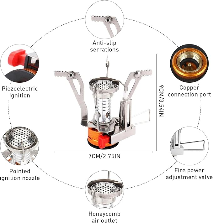 Camping Cookware Camping Cooking Set, Non-Stick Pots and Pans with Stove and Kettle, 2 Stainless Steel Plates, 2 Water Cups, 2 Sets of Knives and Forks, Spatula, Dish Towel, Backpack Storage Bag