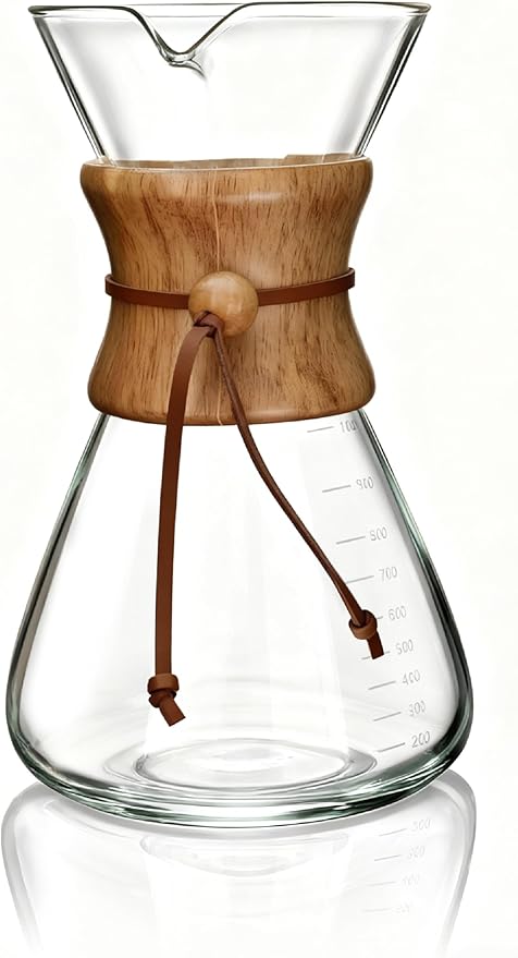 AGOGO Pour Over Coffee Maker Glass - 6/8/10 Cup Barista Kit with 304 Stainless Filter for Home, Office, Camping, Cafes - Easy Clean Coffee Dripper Set (Rag&Brush Included) (10 Cup/34 oz-Slim Shape)