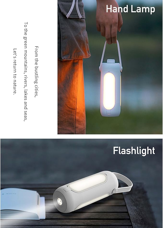 Camping Lantern, Portable Outdoor Light Folding Flashlight Large Capacity Emergency Power Supply Rechargeable Light for Backpacking, Hiking, Fishing, Emergency, Hurricane