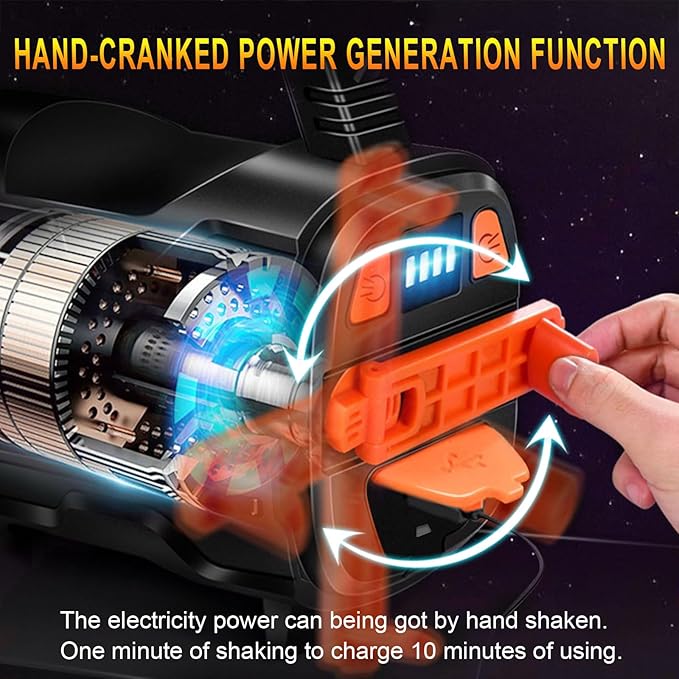 ErayLife Camping Lantern Rechargeable Hand Crank Flashlight, Super Bright LED Lanterns Flashlights for Camping Hiking Hurricane Emergency Power Outages, 6 Light Modes, Durable, Waterproof