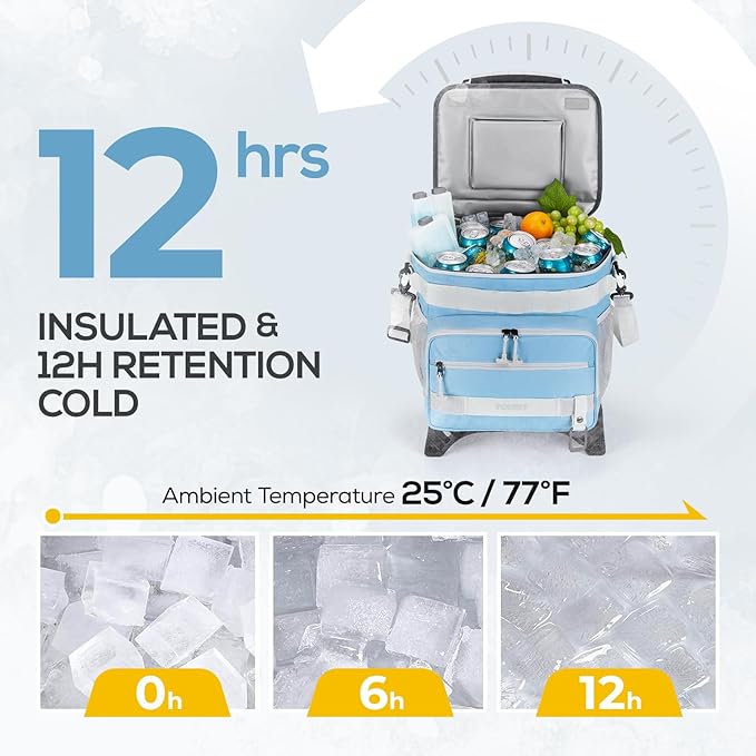 TOURIT Collapsible 48-Can Leak-Proof Insulated Rolling Cooler with All-Terrain Cart, Upgraded Fixtures and New Wheels Suitable for Beach, Picnic, Shopping