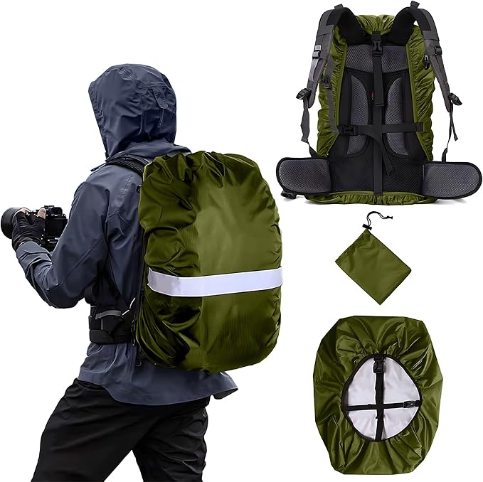 Waterproof Backpack Rain Cover,8000mm Waterproof Level,Upgraded with Reflective,Anti-Slip Cross Buckle Straps,Ultra-Strong Multilayer Structure for Hiking,Biking,Camping,Outdoor, Traveling
