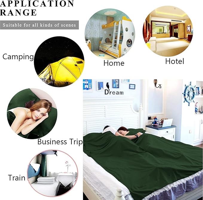 Sleeping Bag Liner, Lightweight Portable, Soft Travel and Camping Sheet, with Compact and Carry Bag, for Travel, Hotel