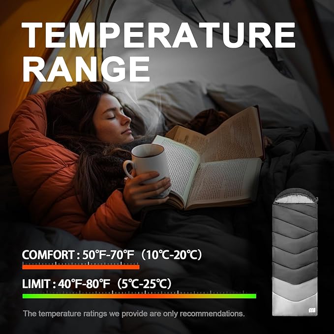 Sleeping Bags for Adults Cold Weather,Portable, Waterproof,Lightweight Sleeping Bag for Tall Girls Boys with Compression Sack for Warm Camping, Hiking, Outdoor & Indoor