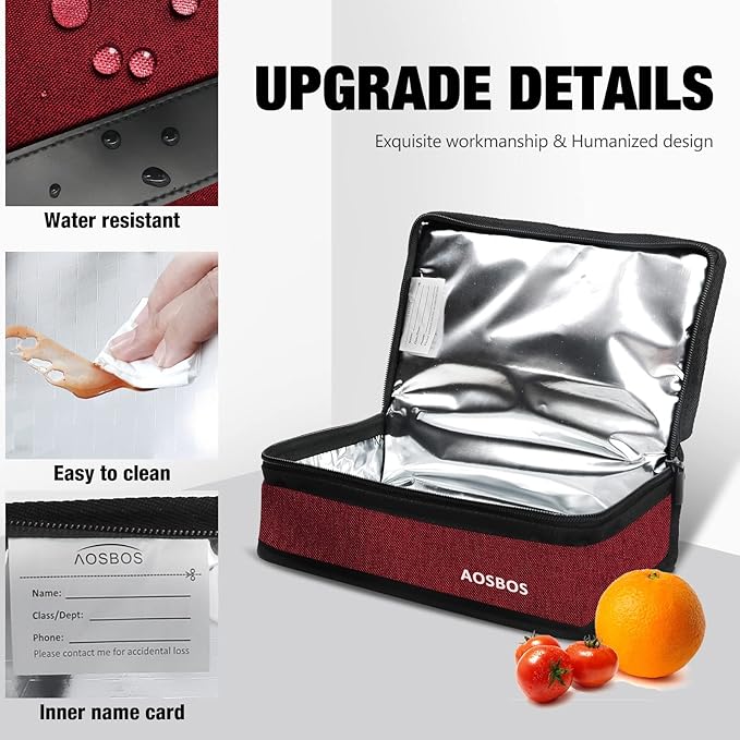Aosbos Insulated Compact Mini Soft Lunch Cooler Thermal Lunch Pail Reusable Snack Bags for Work Travel