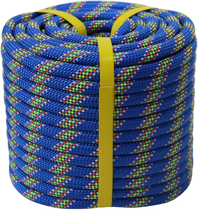 Double Braided Arborist Rope - 1/2 Inch x 200 Feet Polyester Rope - High Strength Climbing Rope for Tree Work, Halyard, Sailing (Blue)
