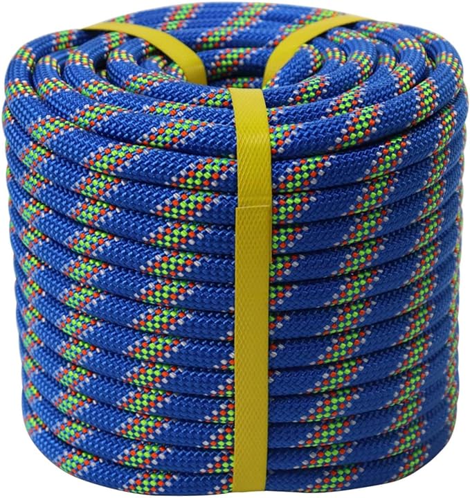Double Braided Arborist Rope - 1/2 Inch x 150 Feet Polyester Rope - High Strength Climbing Rope for Tree Work, Halyard, Sailing (Blue)