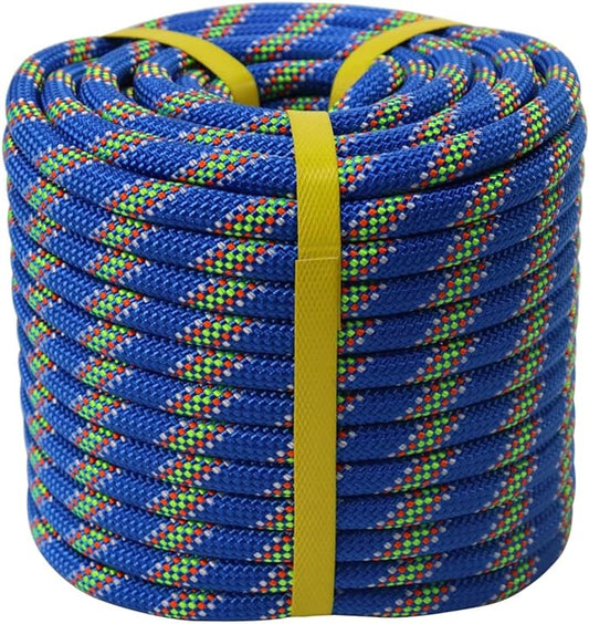 Double Braided Arborist Rope - 1/2 Inch x 150 Feet Polyester Rope - High Strength Climbing Rope for Tree Work, Halyard, Sailing (Blue)