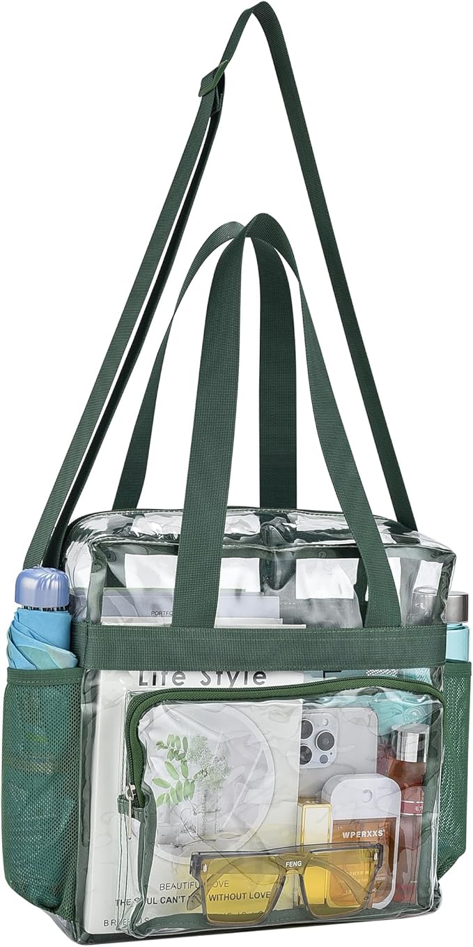 USPECLARE Clear Tote Stadium Approved, Security Travel & Gym Clear Bag for Work Sports Games Concerts