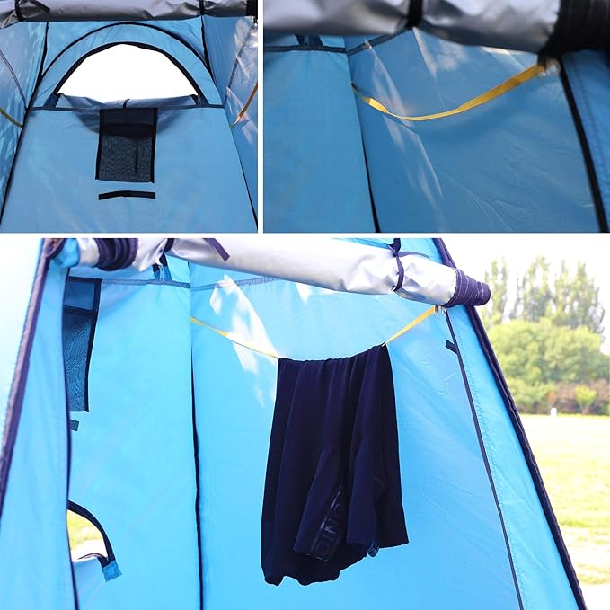 WOWCASE 1-2 Person Large Space Pop Up Shower Privacy Shelter Tent with 3 Windows, Outdoor Waterproof Silver Anti-UV Coated Portable Dressing Room, Privacy Shower Tents for Camping Beach Isolation Sun Shelter Picnic Fishing