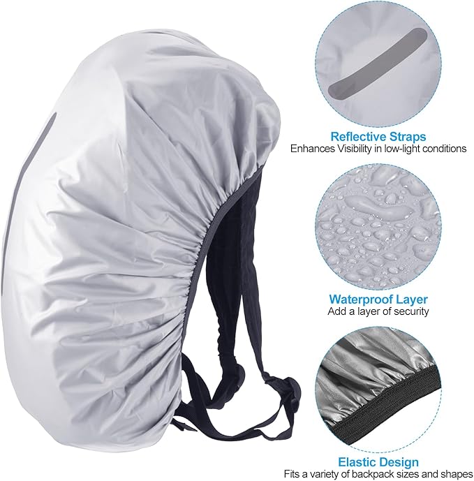 PATIKIL Waterproof Backpack Rain Cover, Non-Slip Backpack Cover with Vertical Reflective Strap Stay Dry for Hiking, Camping, Hunting