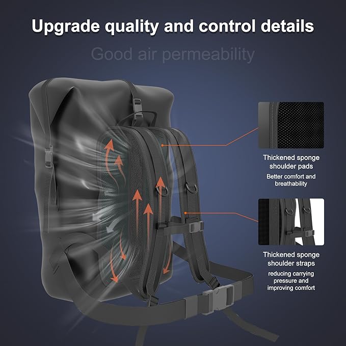 Waterproof Backpack，Heavy Duty Hiking Backpack，35/55/85L dry bag backpack waterproof for Men，Roll-Top Closure，for Kayaking, Travel, Hiking, Fishing, Camping, Motorcycles (yellow, 85L)