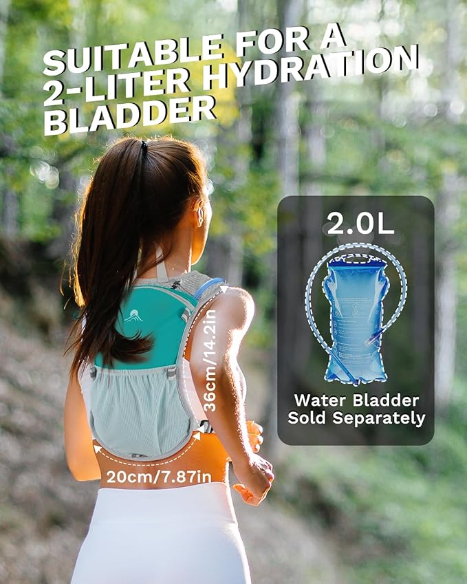 Running Vest for Women and Men, Hydration Backpack for Runners, Trail, Hiking, Biking and Walking, with Front Phone Holder, Adjustable Chest and Waist Strap