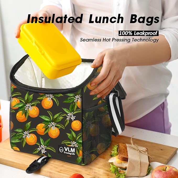 VLM Lunch Box for Women, Insulated Lunch Bag Women with Adjustable Shoulder Strap, Cute Lunch Tote Bag for Work,Picnic,Camping