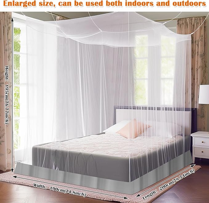 Mosquito Net for Bed, Large White Bed Canopy for Girls, Hanging Bed Net, Ideal for Bedroom Decorative, Travel with Storage Bag (Camping Mosquito Net) SL0028