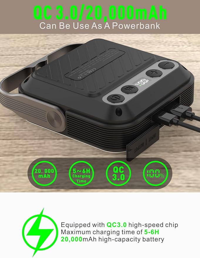 20000mAh Rechargeable LED Camping Lantern - 1600LM, QC3.0 22.5W, 4 - Color Switch, IPX5 Waterproof - Perfect for Camping, Hiking & Emergency Situations(Black)