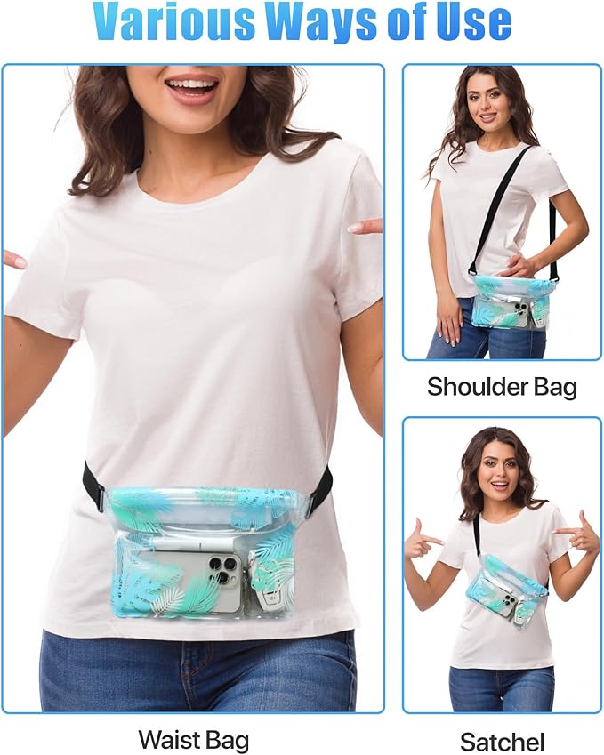 F-color Waterproof Fanny Pack - Waterproof Phone Pouch with Waist Strap - Cruise Essentials 2025 Must Haves Waterproof Pouch Dry Bag Keep Phone Valuables Safe for Beach Kayaking Boating Fishing