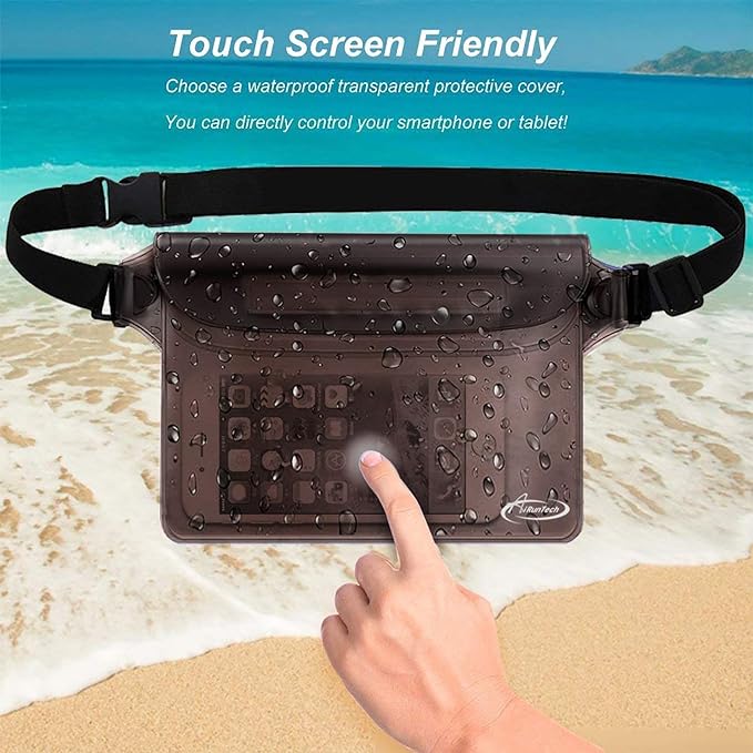 AiRunTech Waterproof Fanny Pack,Waterproof Pouch for Phone Passport Wallet Purse with Waist Strap,Floating Waterproof Bags for Travel Beach Swimming Kayaking Boating Pool Accessories