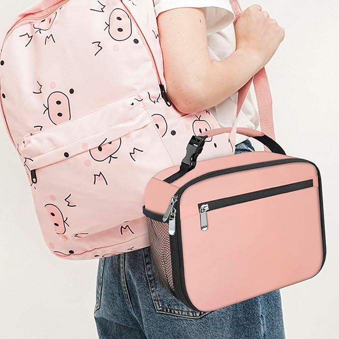 Kids Lunch Box for Boys Girls Lunch Bag Insulated Durable Lunchbox Children Lunch Tote Bag for School Pink