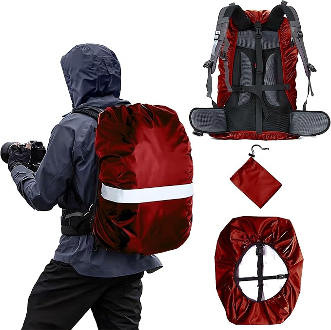 Waterproof Backpack Rain Cover,8000mm Waterproof Level,Upgraded with Reflective,Anti-Slip Cross Buckle Straps,Ultra-Strong Multilayer Structure for Hiking,Biking,Camping,Outdoor, Traveling