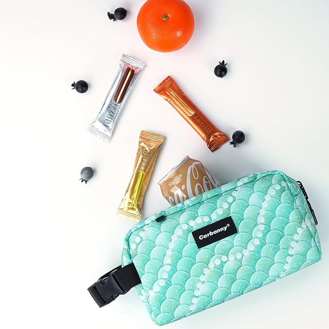 Cerbonny Freezable Kids/Adults Green Fish Theme Lunch Cooler, Suit for 3+, Mini Fit for Yogurt