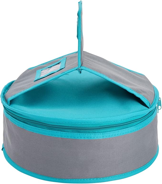 Insulated Round Thermal Casserole Food Carrier for Lunch, Lasagna, Potluck, Picnics, Vacations - Teal and Grey