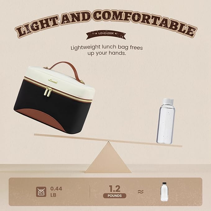 LOVEVOOK Insulated Lunch Bag for Women,Large Adult Lunch Box for Women,Leakproof Cooler Bag for Office Picnic Hiking Beach,Lunch Tote Bag with Adjustable Shoulder Strap