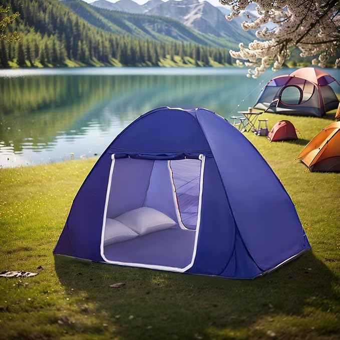 Mosquito Net for Bed, Folded Size 20 inch Portable Camping Travel Mosquito Tent, Pop Up Mosquito Net with Double Entry for King Queen Size Bed (Folded 20 Inch, 71"x79"x59")
