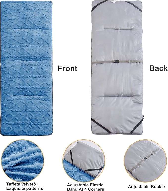 Camping Cot Mattress - Thick Camping Sleeping Pad with Elastic Straps,Portable Cot Mattress Pad for Sleeping Outdoor (75" x 28")