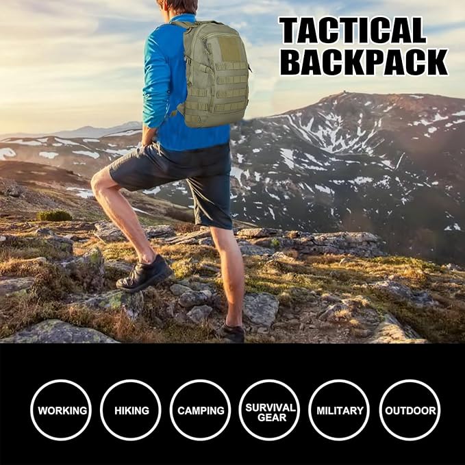 Small Tactical Backpack Military Daypack 12L Molle Bag Rucksack Army Daypack for Outdoor,Hiking,Camping,Travel (Green)