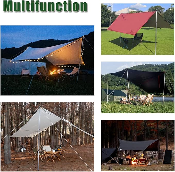 HIKEMAN Tent Poles Camping Poles for Tarp Awning Canopy Porch Sun Sails Tarpaulin Headroom Aluminium Adjustable Telescoping