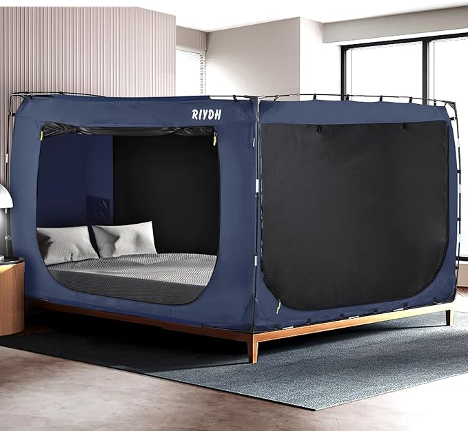 Bed Tent Bed Canopy Queen Size Tents for Adult and Kids- Original Design Portable Dream Tent Indoor Sleeping 80% Blackout with 3 Doors Breathable Big Space Tents