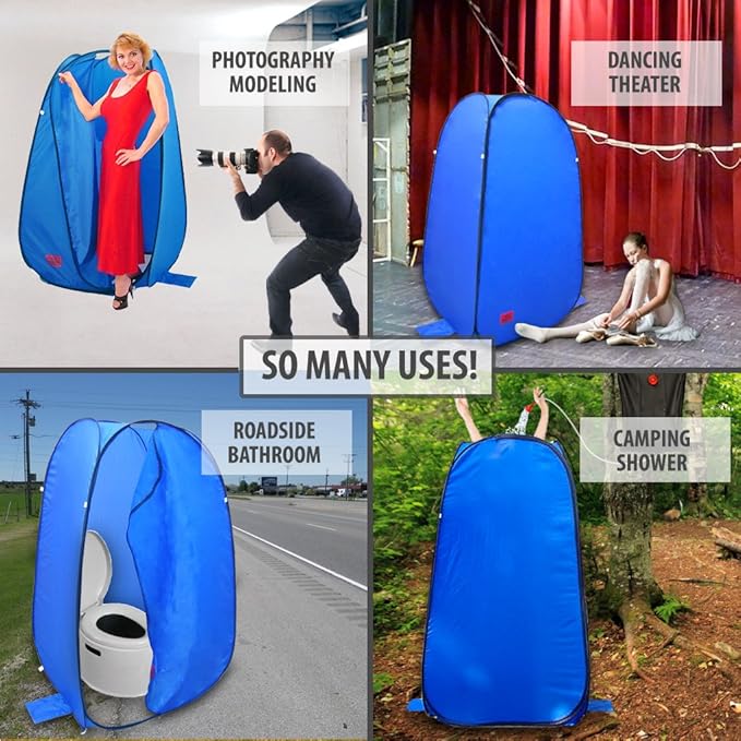 Pop-Up Room in a Bag Instant Portable Changing Room with Dura-light Steel Frame and Weather-Resistant Material for Camping, RV, Shower, Outhouse, Bathroom, Toilet and More Includes Fl