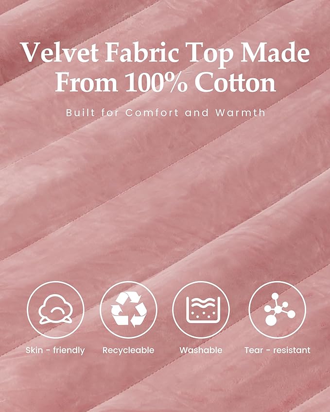 Inflatable Sleeping Pad for Camping, Extra-Thick 4.75 Inch Air Mattress with Soft Cotton Top, Machine Washable, Family Lightweight 4-Season Pad for Camping, Traveling & Hiking, Pink