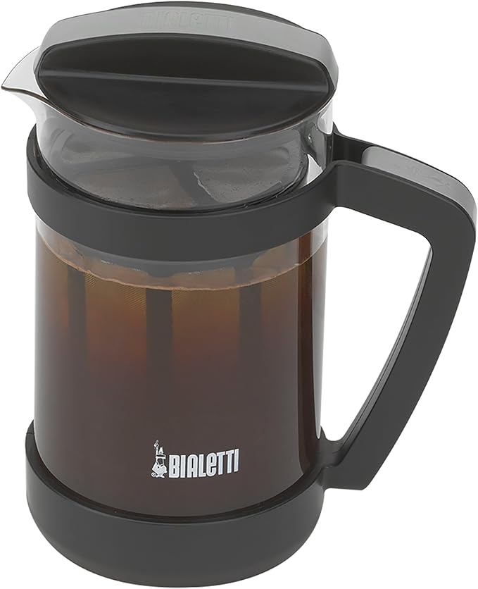 Bialetti Cold Brew Coffee Maker 06765 – Glass Carafe & Stainless Steel Mesh Filter – Compact, Portable Cold Brew Iced Coffee Maker & Tea Infuser – Best For Coarse, Ground Coffee, 24oz