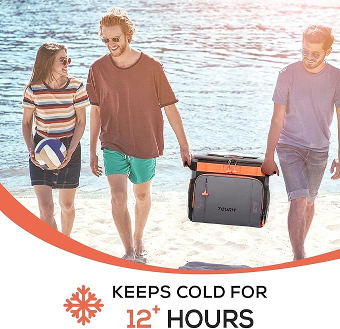 TOURIT 50-Can Collapsible Rolling Cooler Leakproof Insulated Soft Cooling Bag with Wheels and All-Terrain Cart for Beach, Camping, Patio Travel, Outdoor, Ball Fields