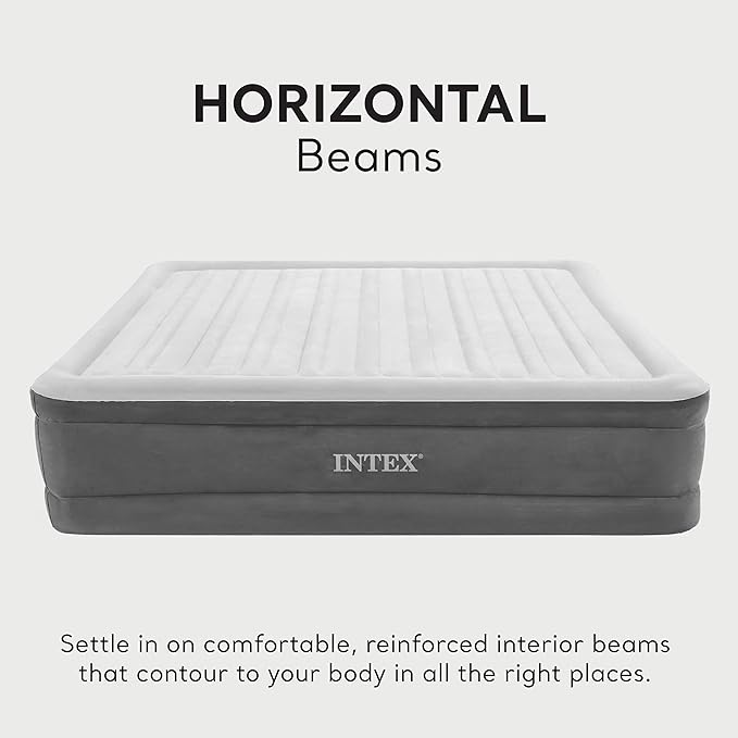Intex Comfort Dura-Beam Airbed Internal Electric Pump Bed Height Elevated (2020 Model)