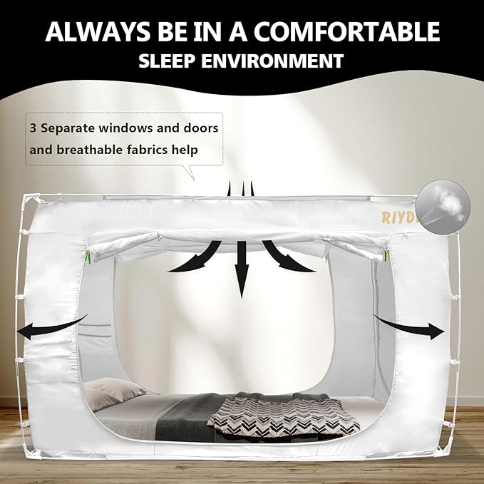 Bed Tent Bed Canopy Queen Size Tents for Adult and Kids- Original Design Portable Dream Tent Indoor Sleeping Tents 80% Blackout with 3 Doors Breathable Big Space Tents