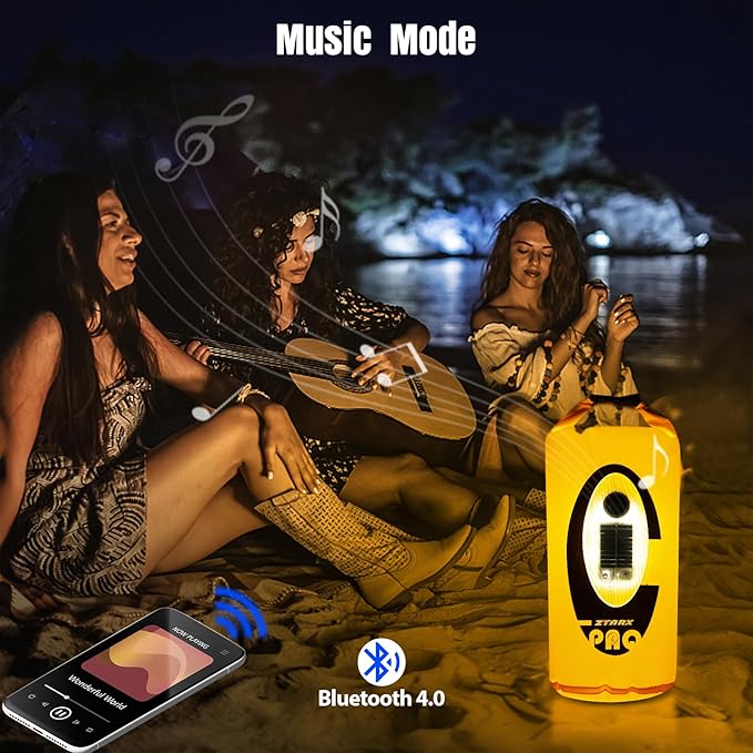 Dry Bag Waterproof with Solar Bluetooth Speaker & Light - 10L/20L Roll Top Dry Sack Keeps Gear Dry for Men Women Kayaking, Beach, Rafting, Boating, Hiking, Camping and Fishing