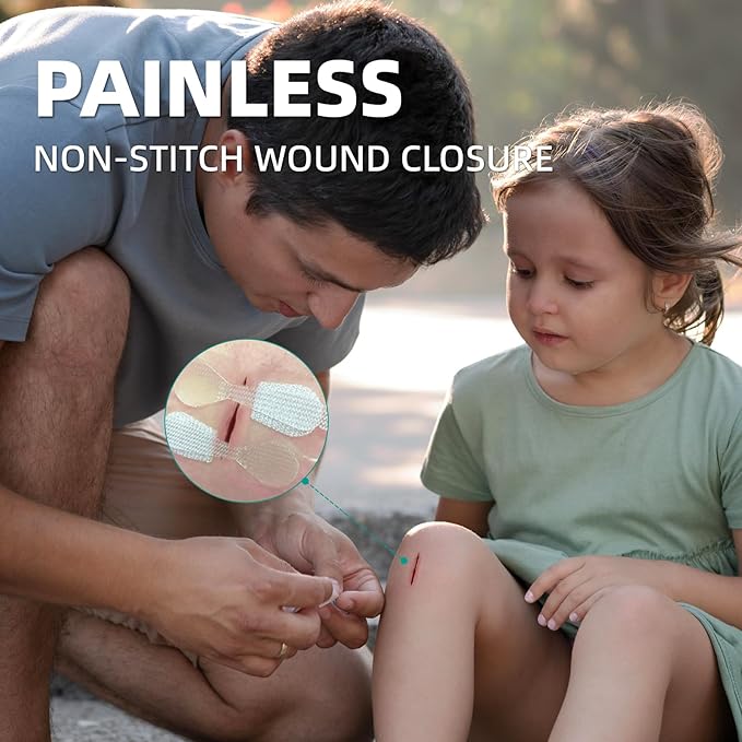 26 PCS First Aid Kit, Wound Closure Strips, 2 Strips x1, 3 Strips x1, 4 Strips x1, Emergency Wound Closure Device Without Stitche, First Aid Supplies Kit at Home Outdoors Sports