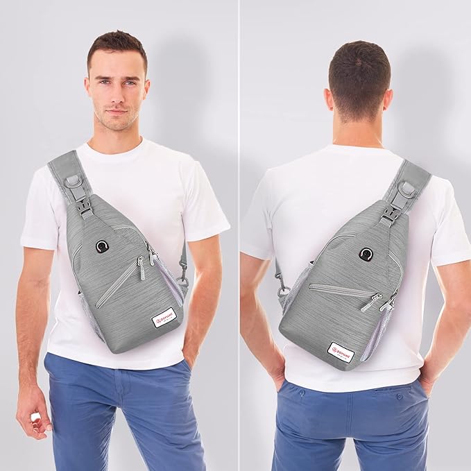 ZOMAKE Sling Bag for Women Men, Small Crossbody Sling Backpack, Mini Water Resistant Shoulder Daypack for Travel, Anti Thief Chest Bag for Hiking, Sports(Stripe)