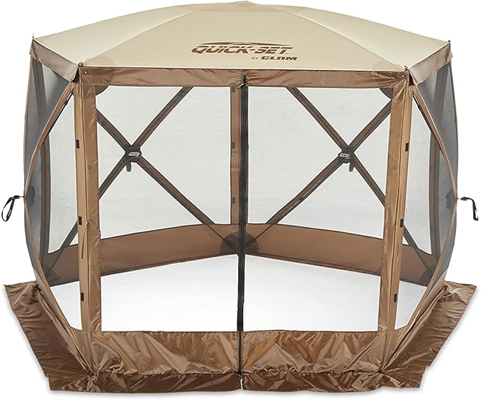 CLAM Quick Set Venture 9 x 9 Foot Portable Outdoor Camping Canopy Shelter, Brown Quick Set Screen Hub Tent Wind & Sun Panels, Brown (2 Pack)