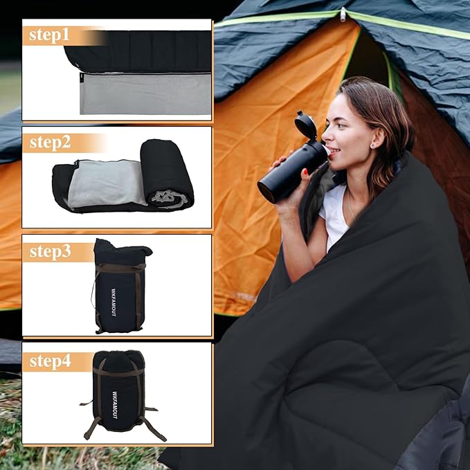 XL 10 Degree Sleeping Bags Waterproof for Adults 350GSM Machine Washable with Compression Sack for 3-4 Season Camping Outdoor