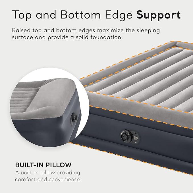 Intex 2 Pack Dura Beam Plus Deluxe Airbed, Inflatable Blow Up Portable Air Mattress with Built-in Internal Air Pump, King-Sized Bed