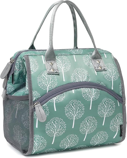 FlowFly Insulated Lunch Bag for Women, Men, Large and Reusable, Handle, Work and Travel Tote and Meal Prep Organizer, Dandelion