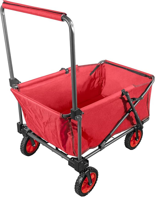 Zenithen Limited Portable Folding Work Wagon, Perfect for Camping, Beach Trips, and Sporting Events, Storable with an Adjustable Handle, Red (Pack of 1)