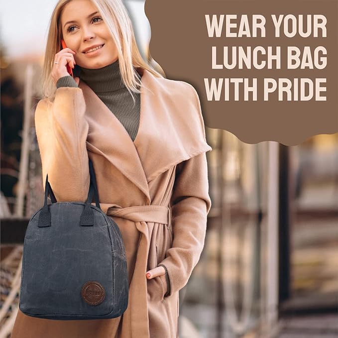 Lunch Tote Bag Box for Professional Women Men Reusable Insulated, Leakproof Waterproof Thermal Cooler Food Handbags High Capacity for Travel Work Picnic (Elegant Gray)