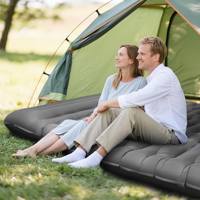 Sleeping Pad for Camping, 6" Extra Thick Camping Mat with Pillow Built-in Foot Pump, Ultra Comfortable Inflatable Sleeping Mat for Backpacking, Hiking, Camp Tent - Enjoy a Comfy Sleep