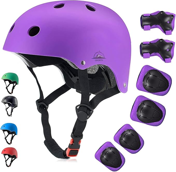 Kids Bike Helmet Set, CPSC Certified with Knee Pads Elbow Pads Wrist Guards,Adjustable Helmet for Ages 3-5-8-15 Toddler Kids&Youth,Bicycle Skateboarding…